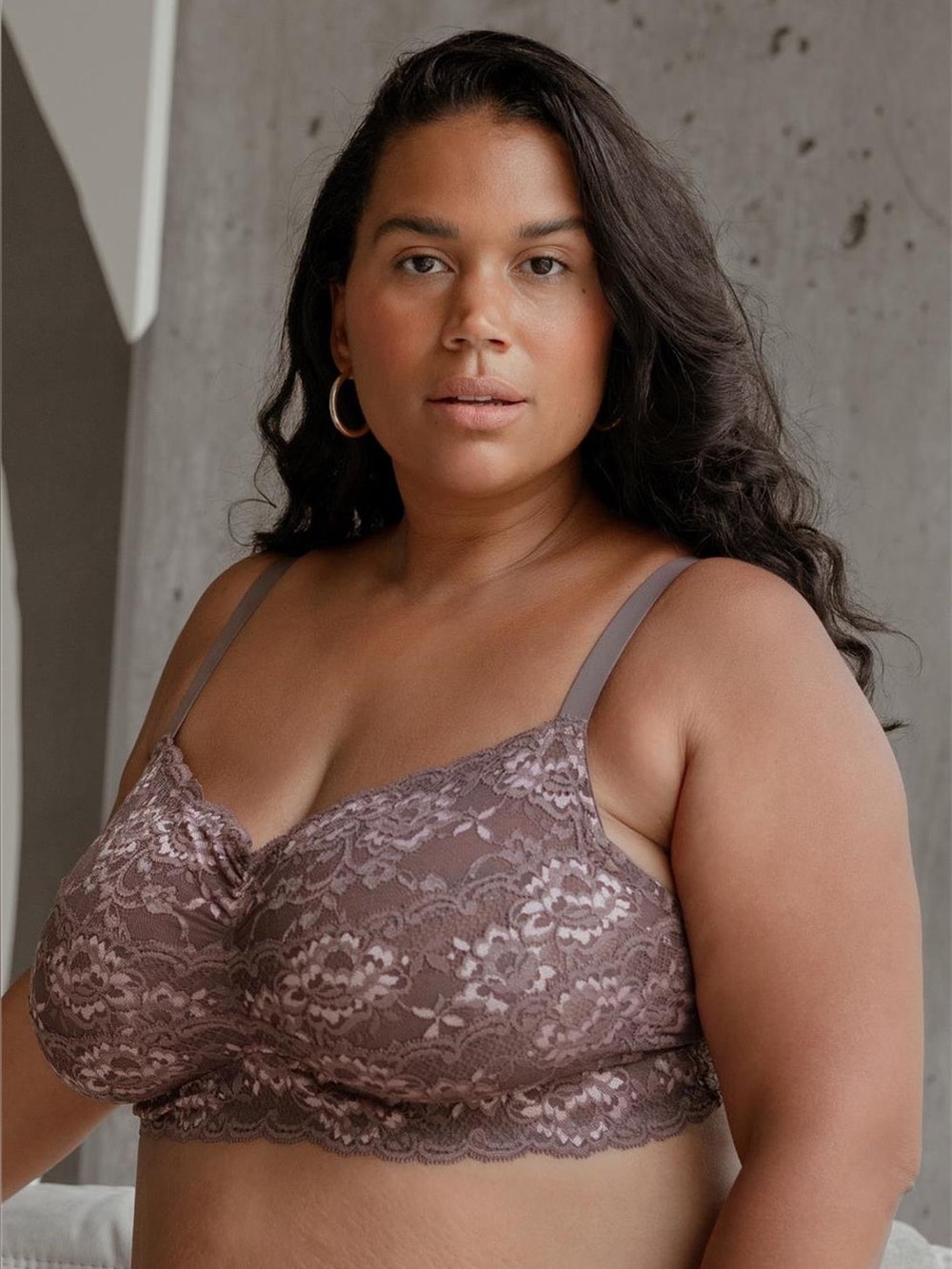 Montelle Cup-sized Lace Bralette — Dusty Rose pink size 36H/I